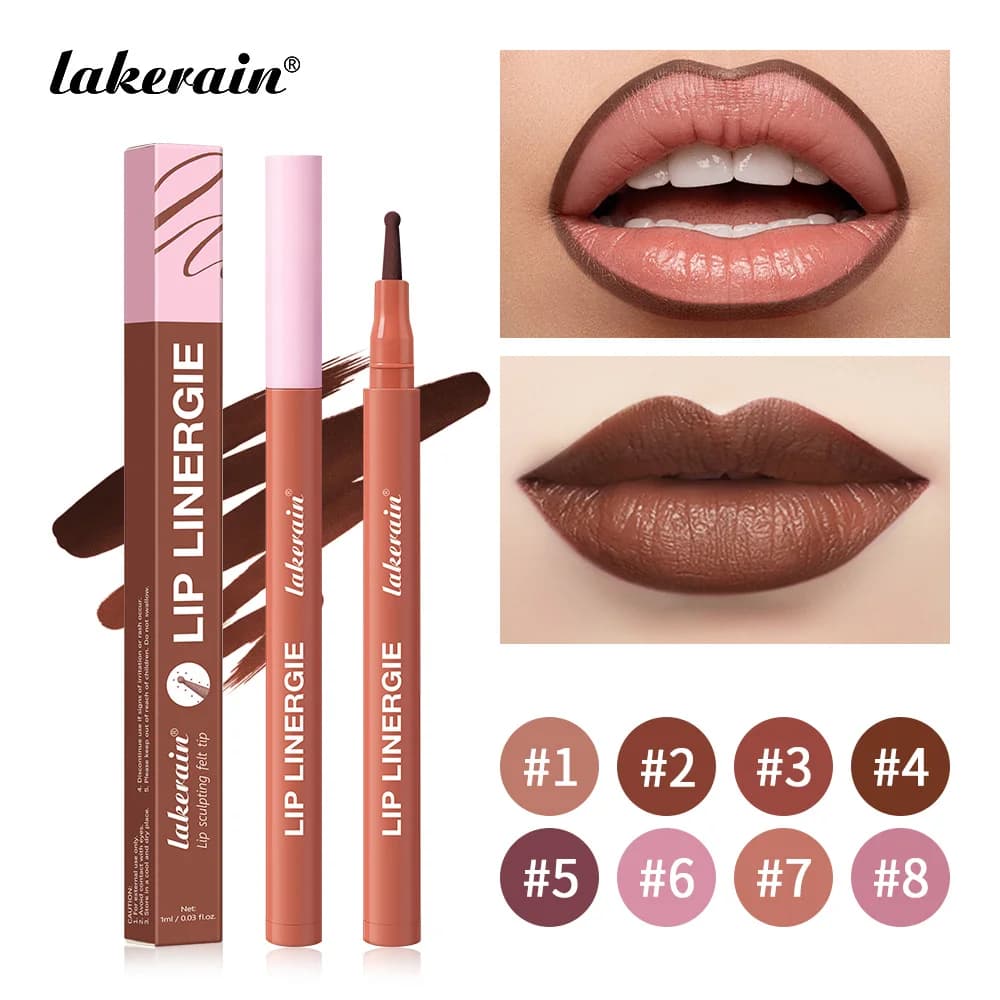 Lakerain crayon à lèvres stylo à bille pointe en feutre revêtement à lèvres résistant à la transfert tache anti-taches imperméable doublures