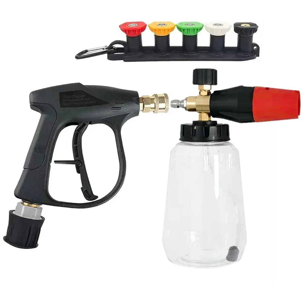 Kit canon à mousse et pistolet de lavage 1/4 '', connexion rapide, adaptateur de tuyau Compatible Karcher Nilfisk Bosch pour le lavage de voiture