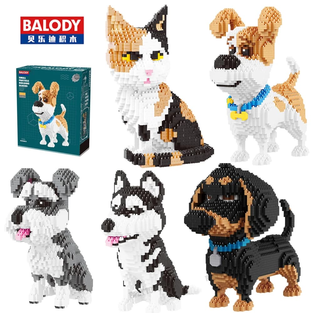 Balody dessin animé Teddy Corgi Collie chien de compagnie teckel dessin animé chat modèle Mini blocs de construction jouets pour enfants cadeaux