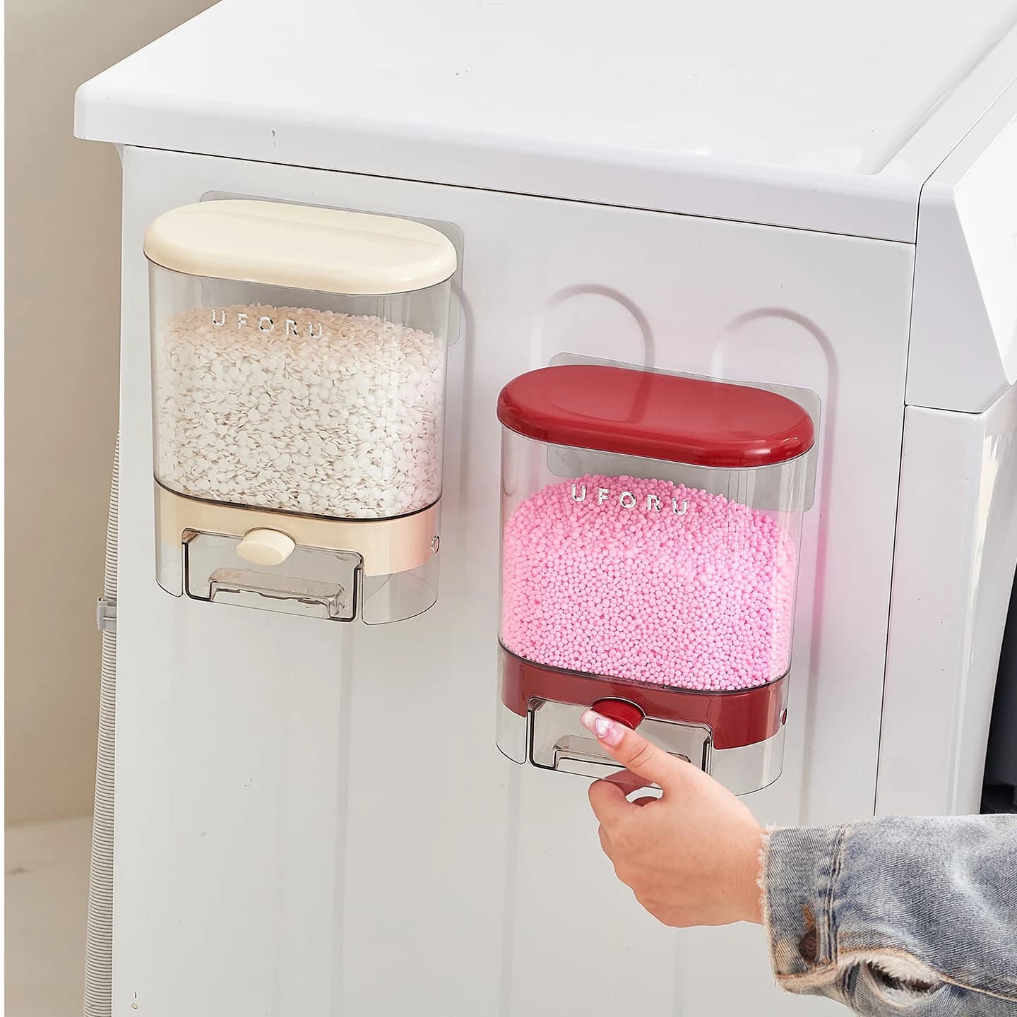 Distributeur de lessive, distributeur de perles parfumées pour l'organisation de la buanderie, adapté aux perles et aux poudres détachantes