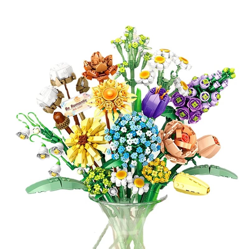 Mini blocs de construction de bonsaï, Bouquet de plantes en pot, modèle 3d, ornements, jouets éducatifs pour enfants, cadeaux pour petite amie