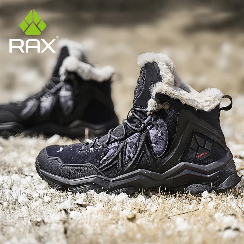 RAX – chaussures de randonnée imperméables pour hommes, baskets d'extérieur d'hiver, de neige, en peluche, de montagne, de Jogging, de tourisme