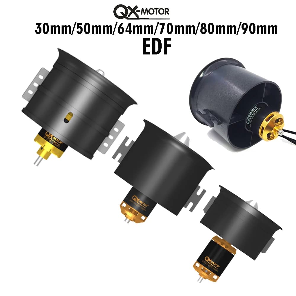 Ventilateur de moteur QX-MOTOR DIY EDF pour avion, 30mm/50mm/64mm/70mm/90mm, avec moteur sans balais, pour pièces d'hélicoptère et de jet RC