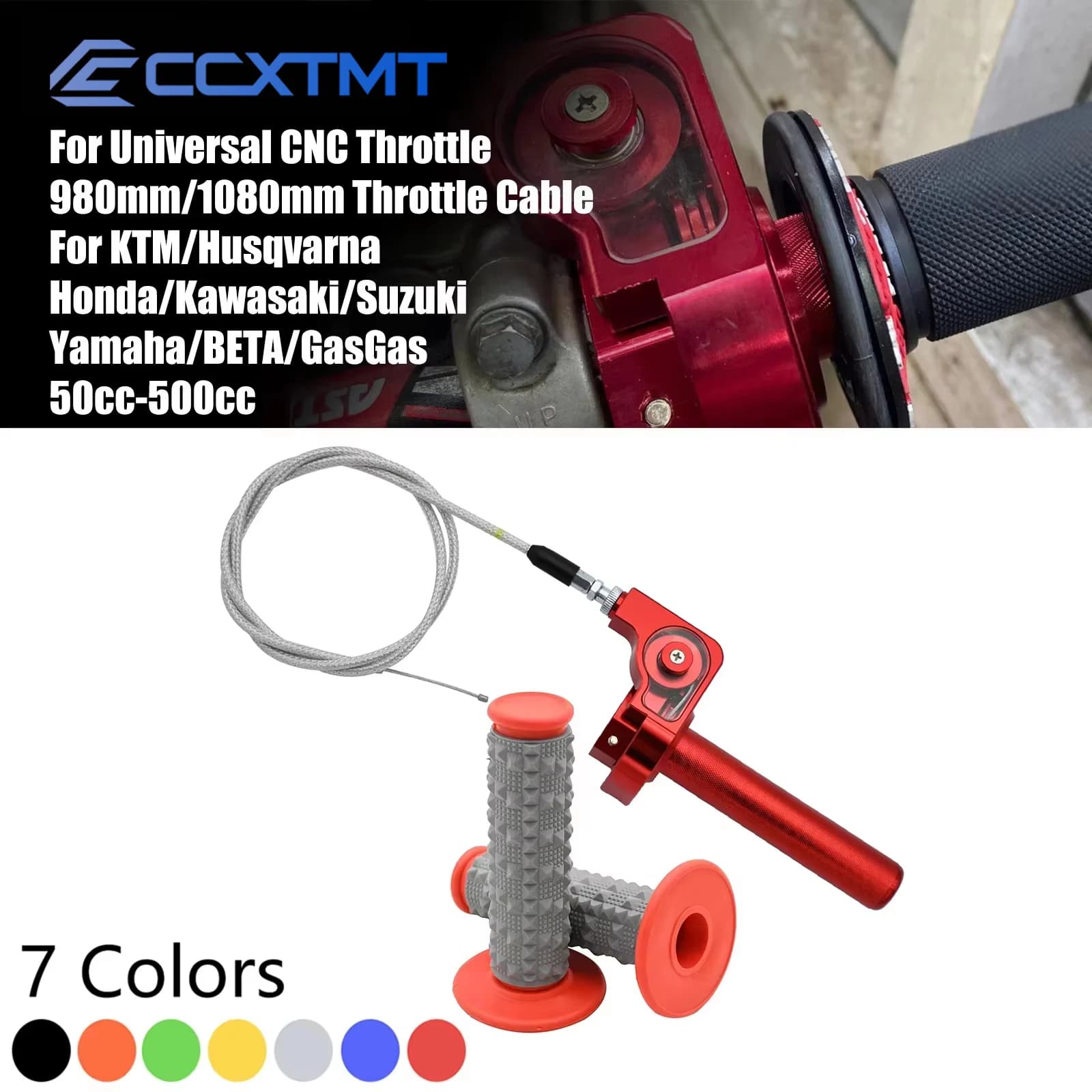 Poignée d'accélérateur CNC pour moto, 22mm, Twister rapide, câble d'accélérateur, pour KTM, Kawasaki, Honda, Yamaha, Suzuki, ATV
