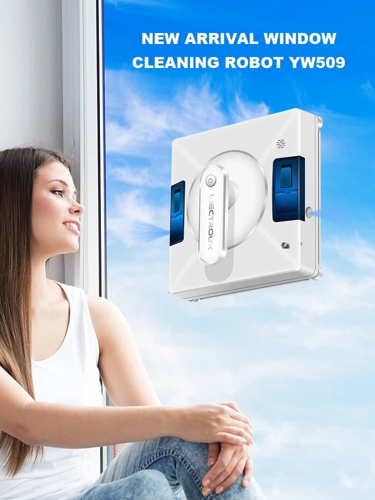 Robot nettoyeur de vitres Liectroux YW509, pulvérisation d'eau bidirectionnelle, robot de nettoyage de vitres pour sols en verre, robot aspirateur