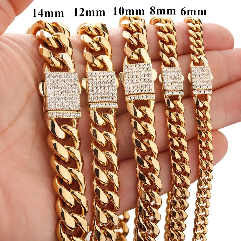 N'importe quelle longueur 7 "-40" 6mm-14mm nouvelle mode femmes hommes chaîne en acier inoxydable 316L Miami lien collier ou Bracelet boucle en