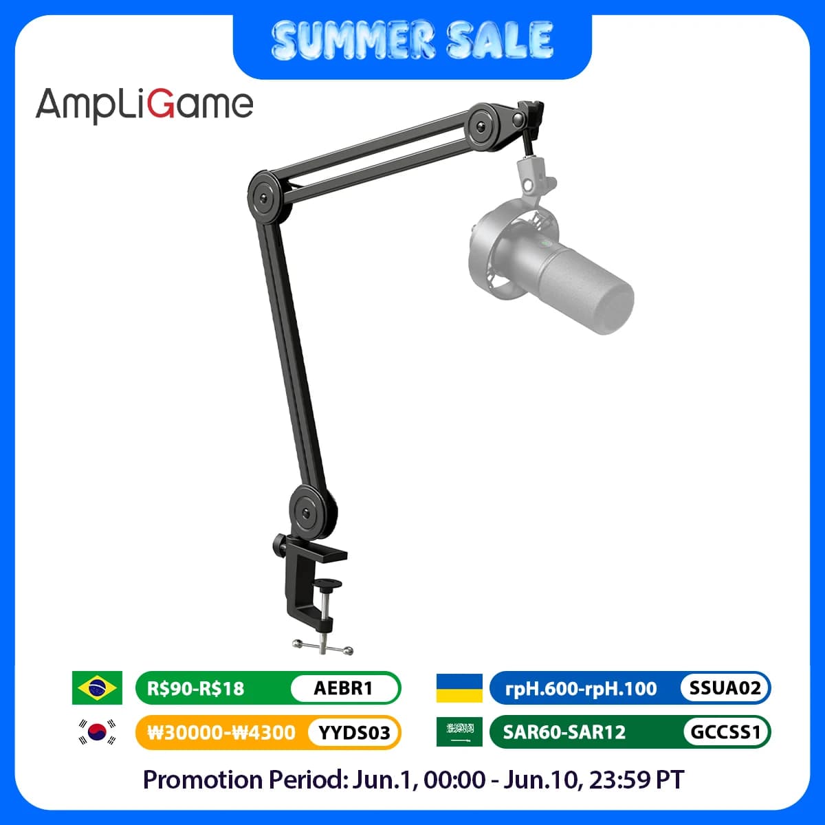 FIFINE Bras de microphone HON, Suspension Stand-rapDuty HONwith Desk Clamp pour AM8,Gaming,Streaming,Podcasting,Recording-BM63