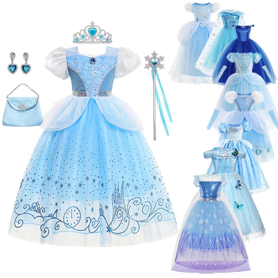 Costume de princesse cendrillon pour filles, robe formelle
