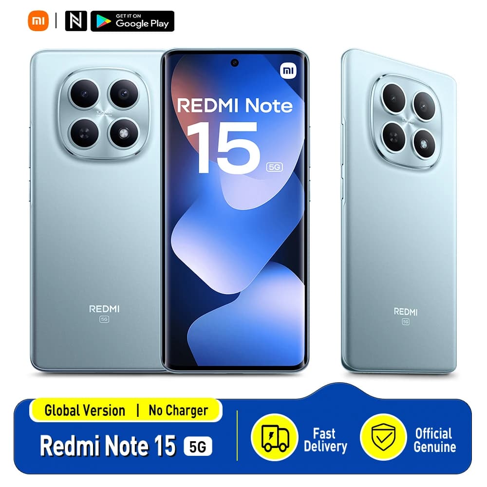 Xiaomi Redmi Note 15 5G Version Européenne 8GB 256GB Snapdragon 6 Gen 3, 6,77", 120Hz, 5520mAh, 108MP OIS Caméra, NFC, IP65, Sans Chargeur