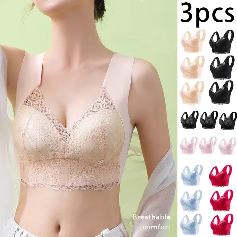 Soutien-gorge en dentelle sans couture Ice InjSeamless, soutien-gorge sans anneau en acier, sous-vêtements confortables, soutien-gorge grande taille,