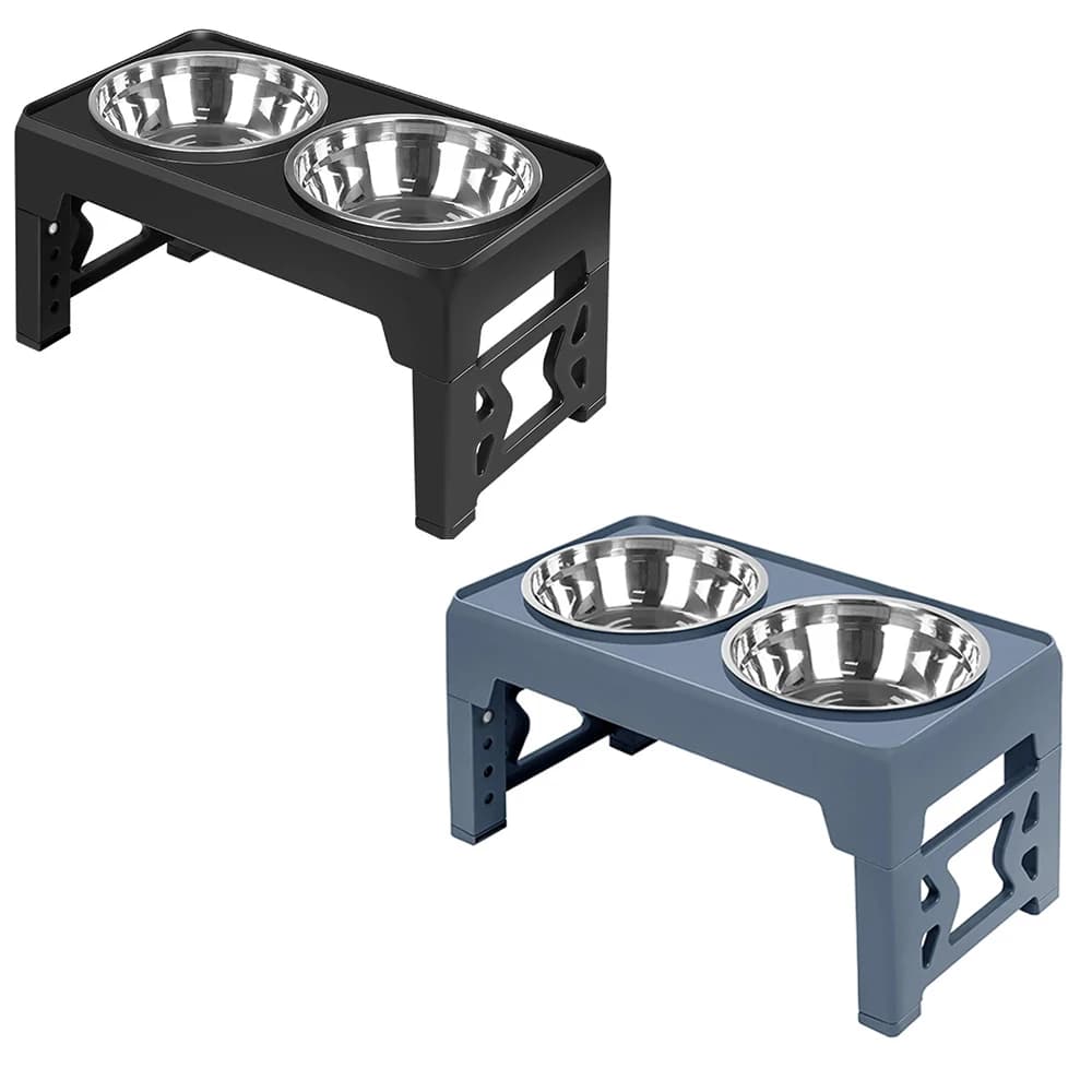 Bols d'alimentation surélevés pour chiens, support surélevé réglable avec doubles bols d'eau et de nourriture en acier inoxydable pour petits,