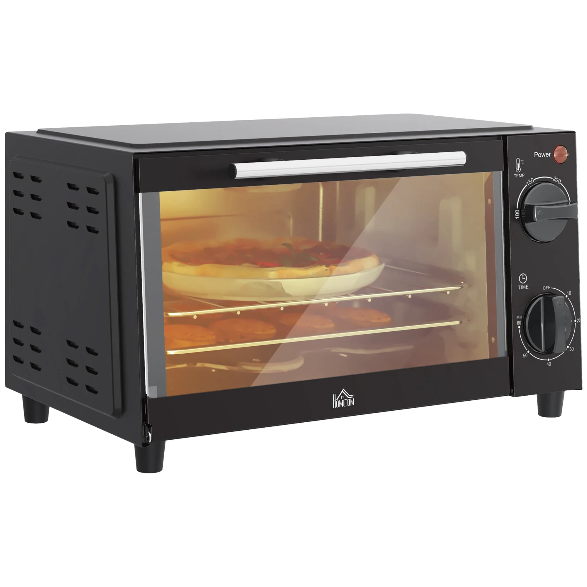 Homcom Mini Four Électrique 9L 50W avec Temporteur de Température Réglable Noir