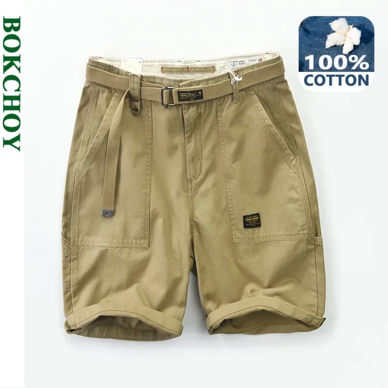 Short cargo pour homme, pantalon surdimensionné, 100% coton, streetwear décontracté, vêtements de plage, nouveau, été, AZT120