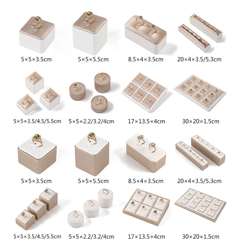 Présentoir de bijoux à main en cuir PU, support de piédestal, vitrine de compteur d'évaluation, étui de rangement pour boucles d'oreilles,