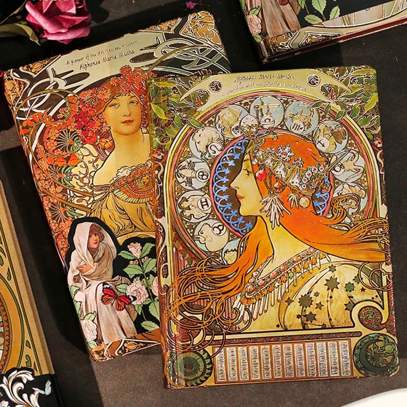 Mucha's célèbre peinture série rétro relié cahiers Design classique couleur Page Illustration B6 journal étudiant bloc-notes