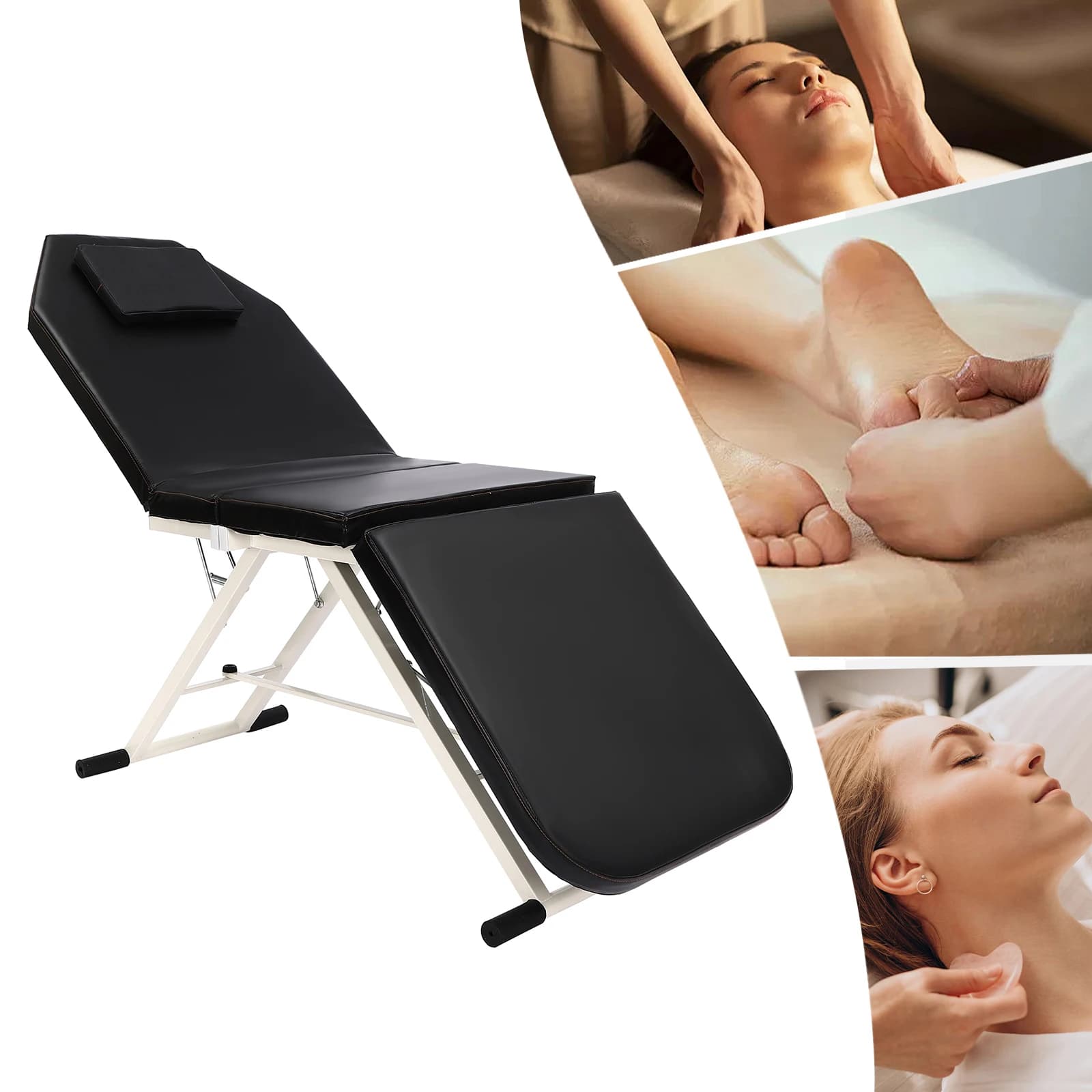 Lit de massage réglable multifonction – Cuir PU, tapis antidérapant et design pliable pour spas, artistes tatoueurs et usage domestique
