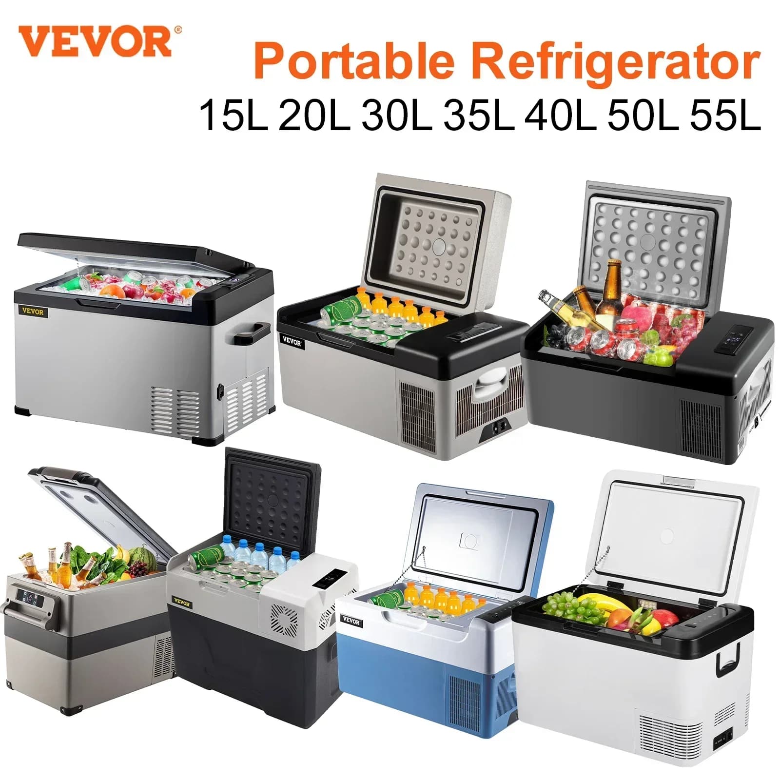 VEVOR-Petit réfrigérateur portable adapté à la conduite, aux voyages et à un usage domestique, 15L-55L, voiture, camion, mini refroidisseur