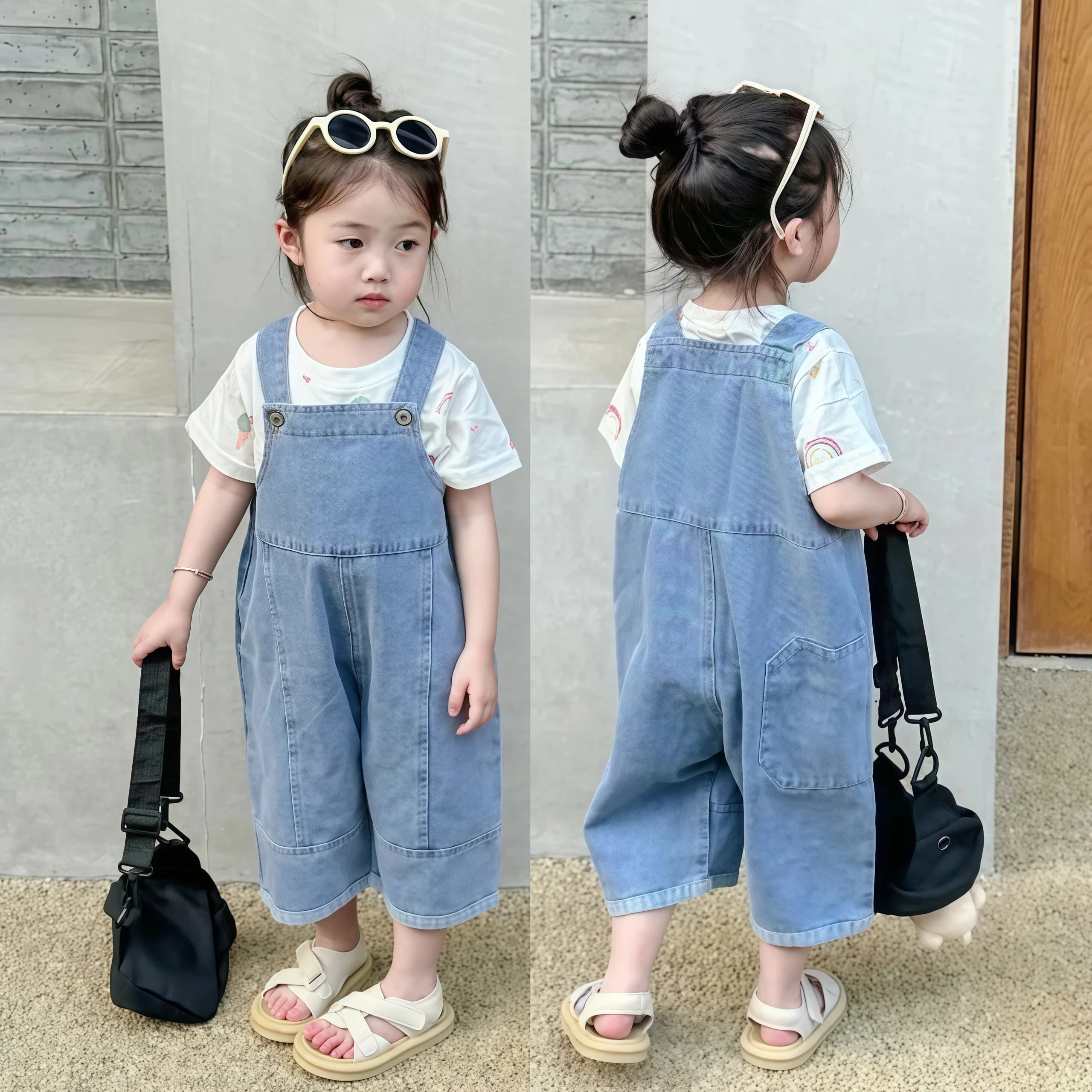 Combinaison élégante pour bébés filles et garçons, salopette en Denim décontractée pour enfants de 1 à 6 ans, pantalon à bretelles en Jean