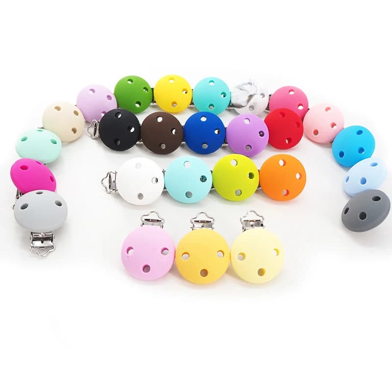 Chenkai 10 pièces 35mm Silicone rond Clips bébé sucette factice anneau de dentition sucette soins infirmiers bijoux jouet porte-accessoire Clips de
