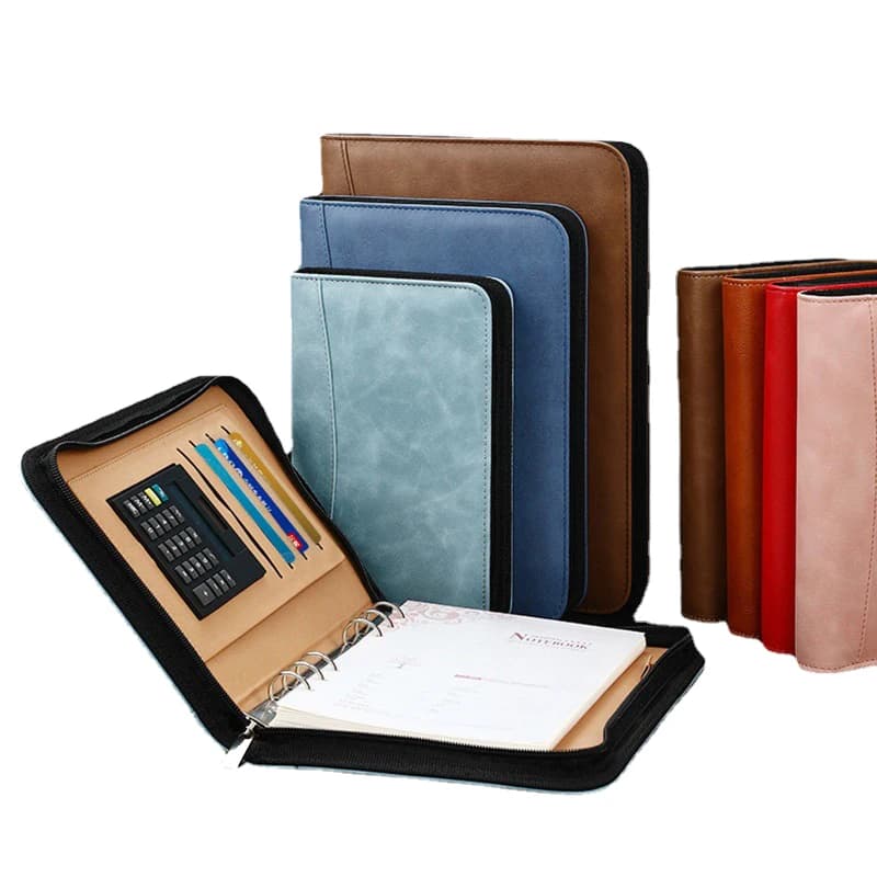 Carnet classeur bloc-notes avec anneau Journal A6 A5 carnet de notes papeterie Journal organisateur fermeture éclair carnet de croquis calculatrice