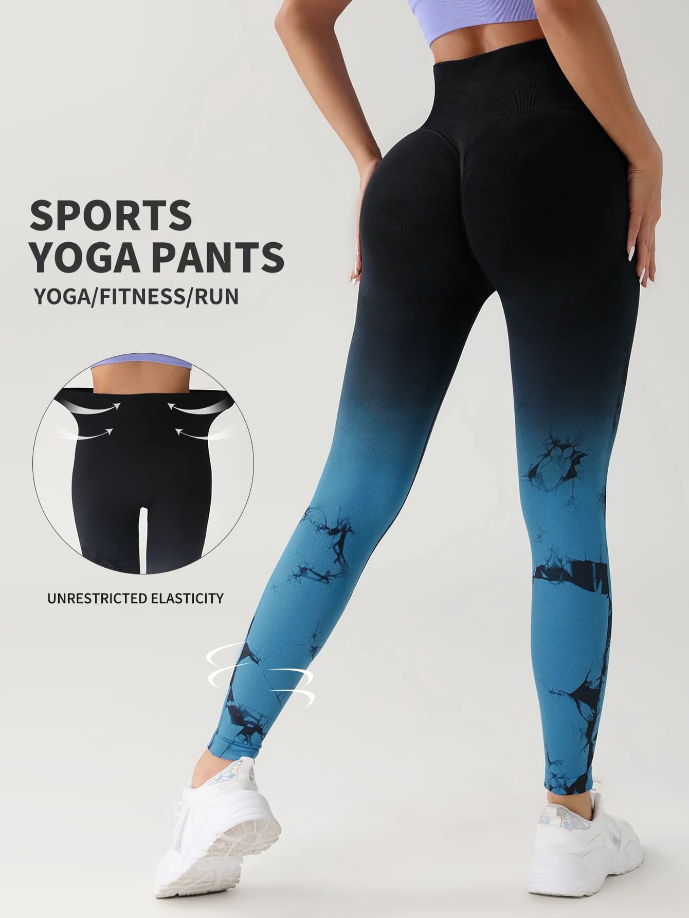 CZGUKE Nouveau Legging de Yoga Tie-Dye pour Femme, Sans Couture, Taille Haute, Effet Push-Up, Collant de Sport pour Fitness et Entraînement,