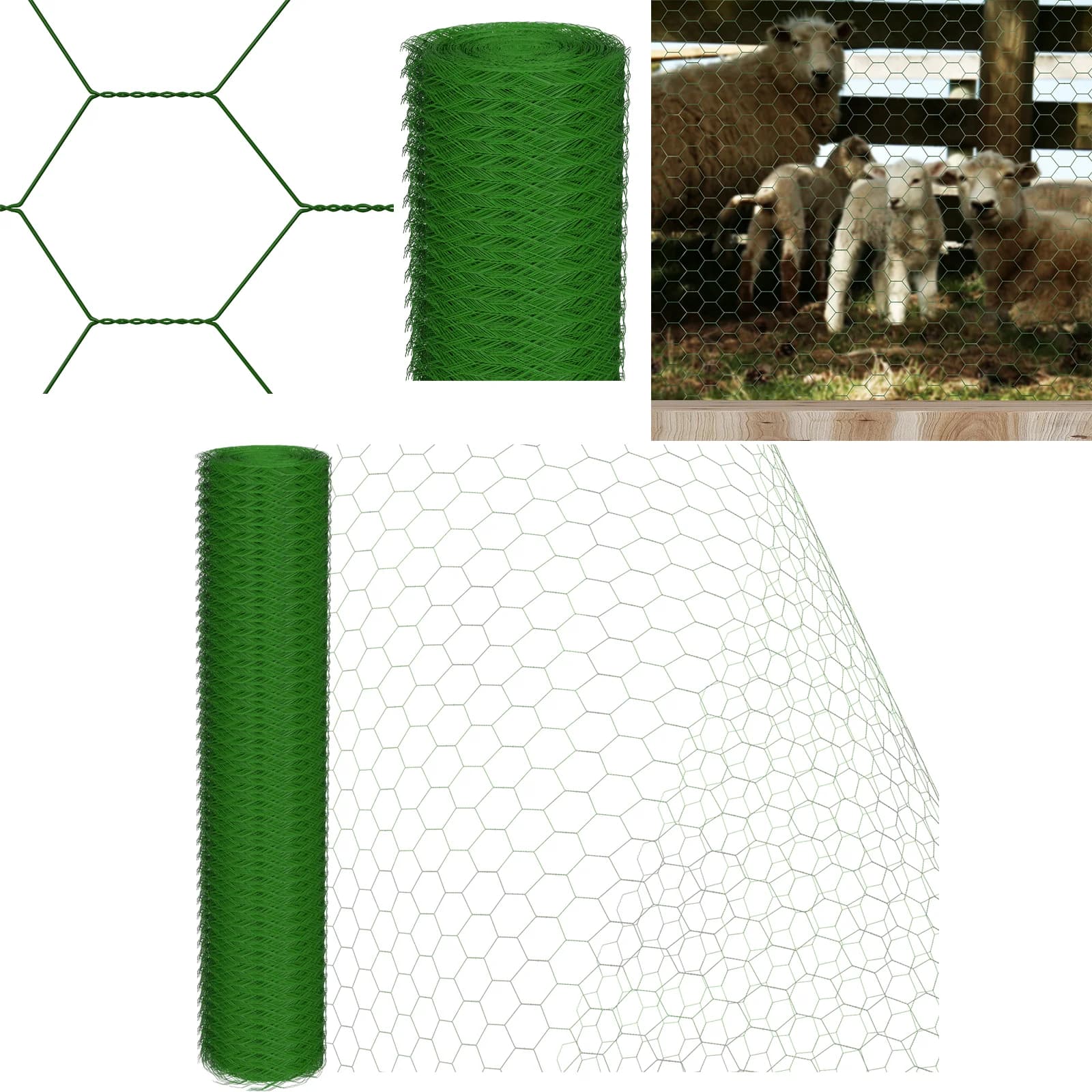 Clôture de jardin en grillage hexagonal avec revêtement PVC, clôture pour volailles, adaptée aux volailles et aux animaux de ferme, protection des