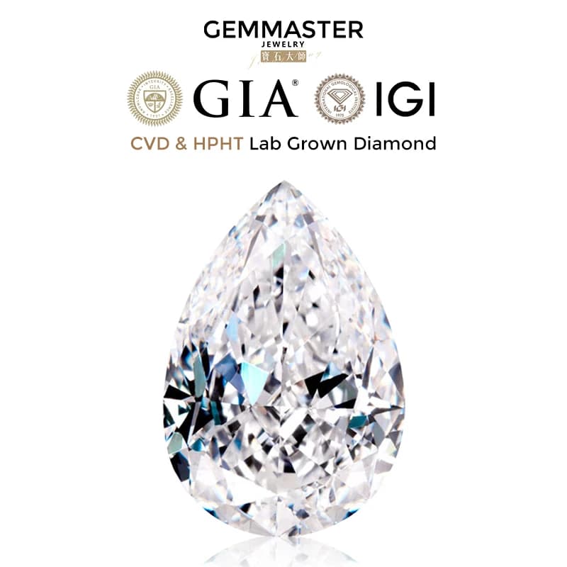 Diamant cultivé en laboratoire taille poire avec certificat GIA IGI diamant en vrac vente en gros diamant synthétique CVD HPHT diamant de
