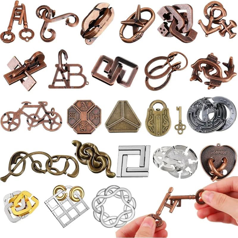 3 pièces classique IQ métal casse-tête ensemble De Puzzle haute difficile casse-tête jouets magiques déverrouiller jeux De verrouillage Juegos De