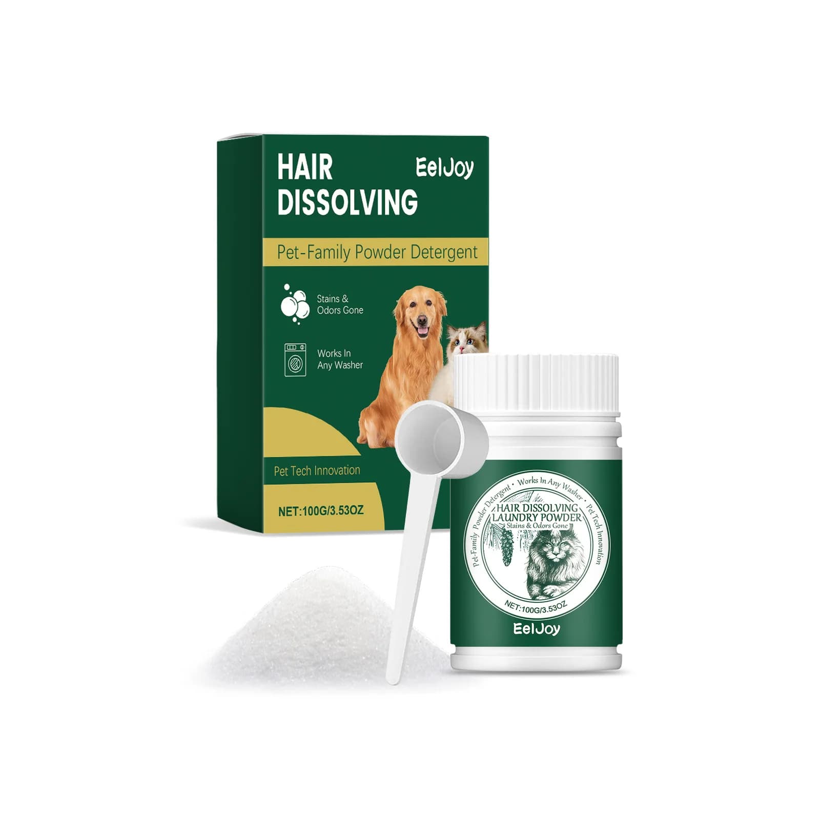 Poudre Dissolvante pour Poils d'Animaux pour Lave-Linge – Réduit les Poils de Chat sur les Vêtements – Nettoyant Sûr pour Poils de Chien et de