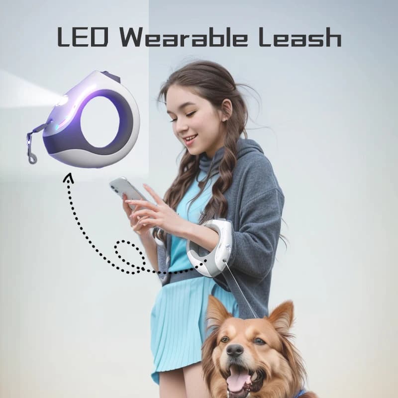 Laisse rétractable à LED pour animaux de compagnie, portable, gradation tactile, convient aux petits chiens, chiens moyens et chats, fournitures