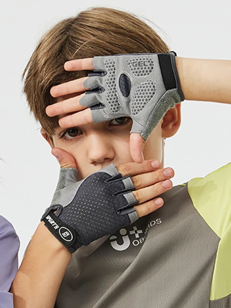Gants de cyclisme et de Skateboard pour enfants, antidérapants, pour sport d'été et de printemps, respirants, demi-doigt, absorbant les chocs, pour