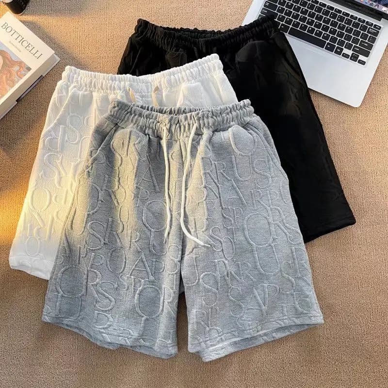 Marque Premium gaufre Shorts décontracté hommes Sport ample jambe large Shorts de course lettre plage Baggy conseil Cargo Shorts mâle