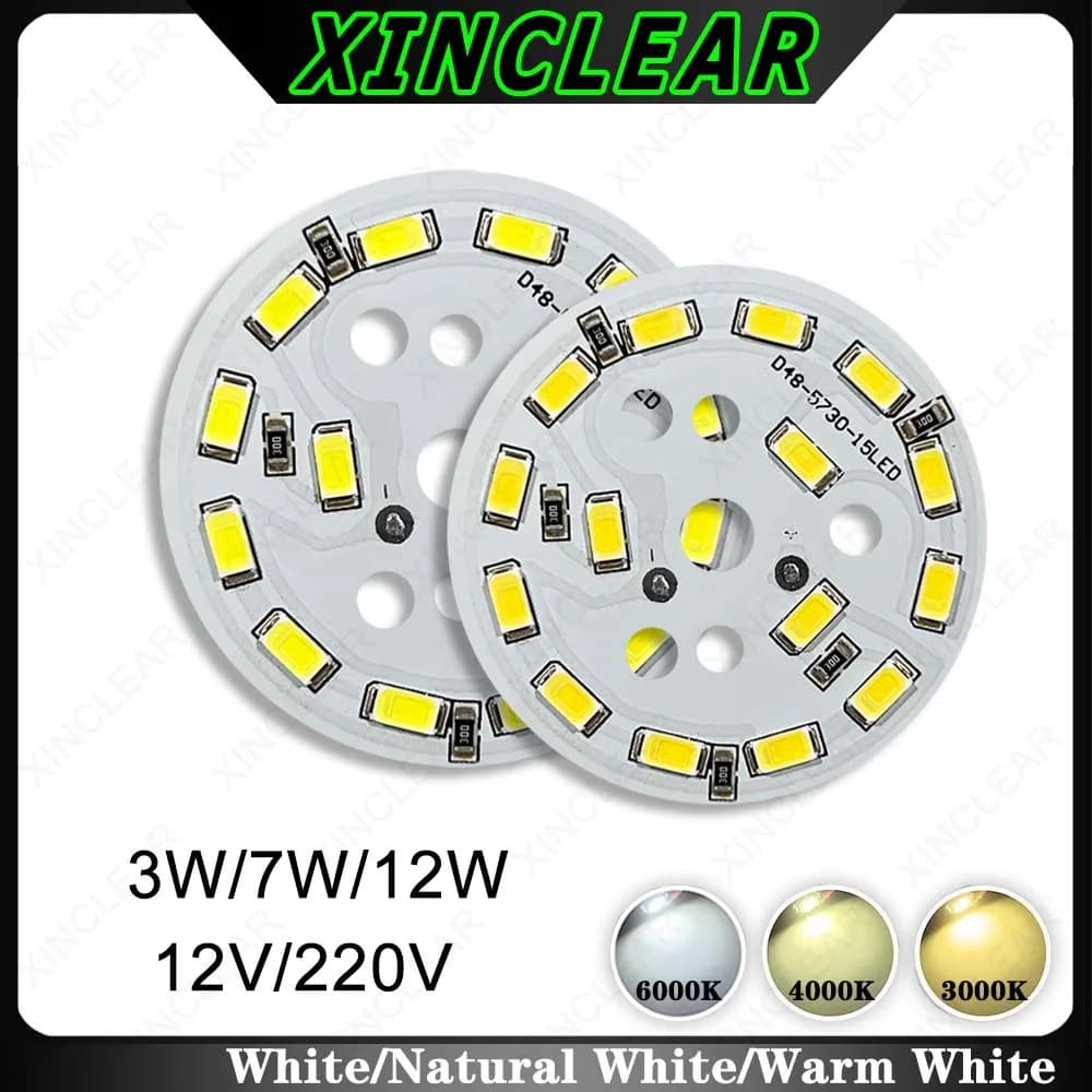 Panneau lumineux LED SMD 5730 2835 haute luminosité, DC12V AC220V 3W 7W 12W, panneau lumineux PCB avec puce LED adapté au plafonnier à ampoule LED