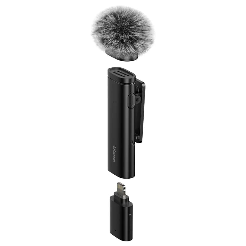 Ulanzi WM-10 Microphone sans fil à clipser pour smartphone pour iPhone Android Microphone à réduction de bruit