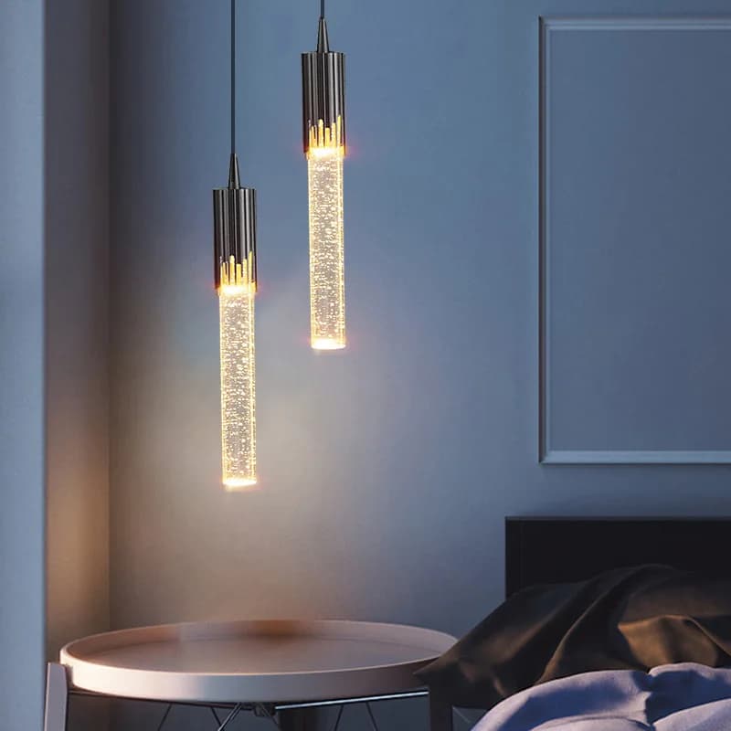 Éclairage créatif moderne cristal pendentif LED lampe chevet salle à manger salon Restaurant lustre or noir suspension lampe