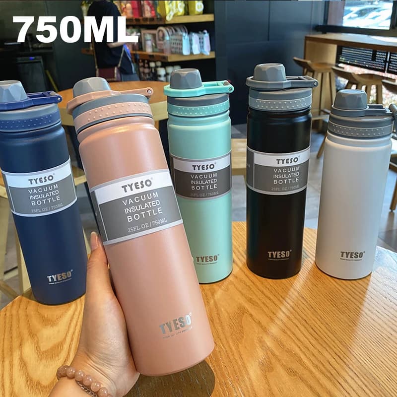 Tyeso – bouteille Thermos de 750ML, flacon sous vide en acier inoxydable, bouteille d'eau isolée, tasse de voyage pour enfants, tasse à café