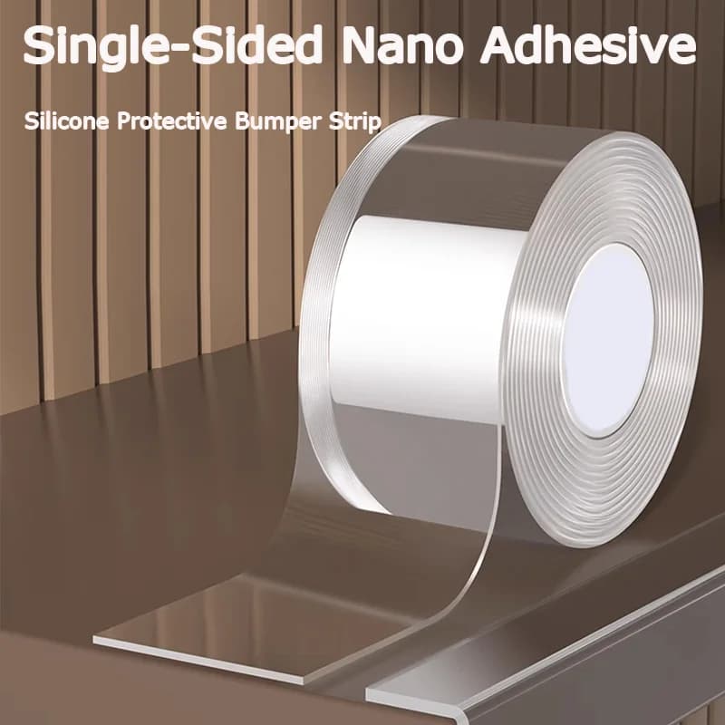 Ruban adhésif nano fort simple face avec bande anti-collision de protection en silicone, robinet transparent souple élargi et épaissi