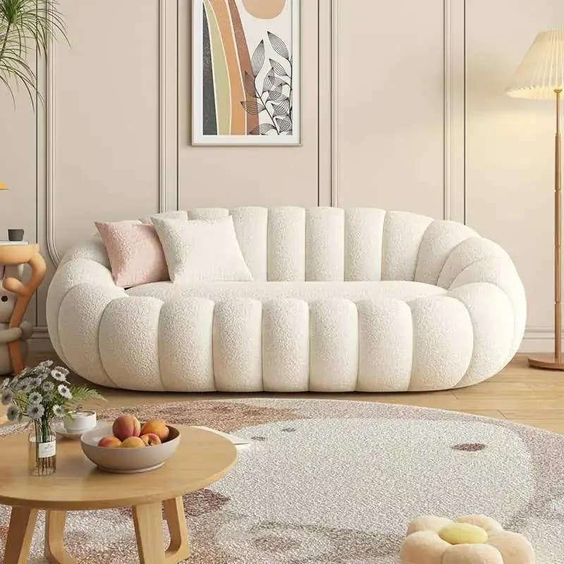Fauteuil de relaxation AALight de luxe en forme de citrouille, double laine d'agneau, fauteuil de détente rotatif
