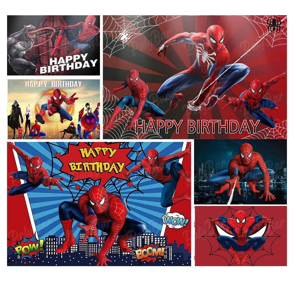 Super-héros Spiderman photographie toile de fond enfants garçon fête d'anniversaire fond Spider Man Web vinyle toile de fond Photo stand