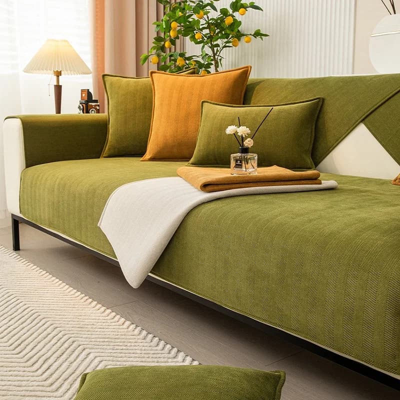 Juste universelle de coussin de canapé de salon rayée, coussin de canapé antidérapant simple, dossier d'accoudoir, tissu chenille, document solide
