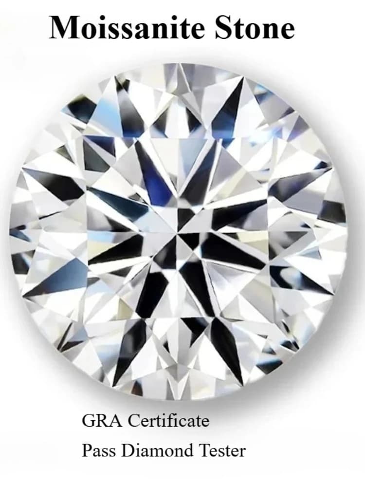 Pierre Moissanite ronde coupée, 8 cœurs et flèches, couleur D Vvs1, vente en gros, pierres précieuses cultivées en laboratoire pour bijoux avec
