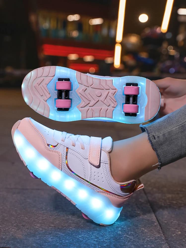 Chaussures de patin à roulettes lumineuses roues baskets amovibles enfants chaussures à roulettes USB Charge éclairer Sport chaussures de planche