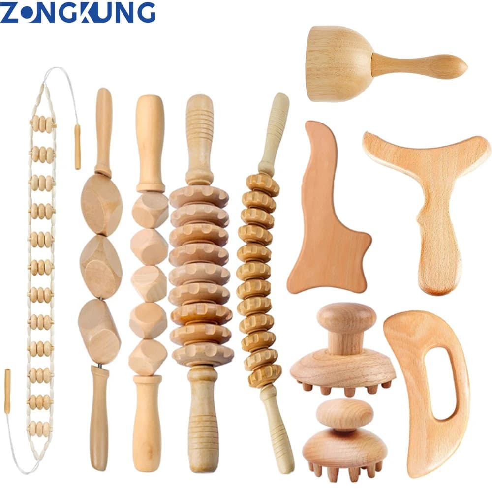 2/4/6/8 pièces ensembles de Massage thérapeutique en bois soulagement de la douleur Maderoterapia CorporalAnti Cellulite corps minceur Gua Sha
