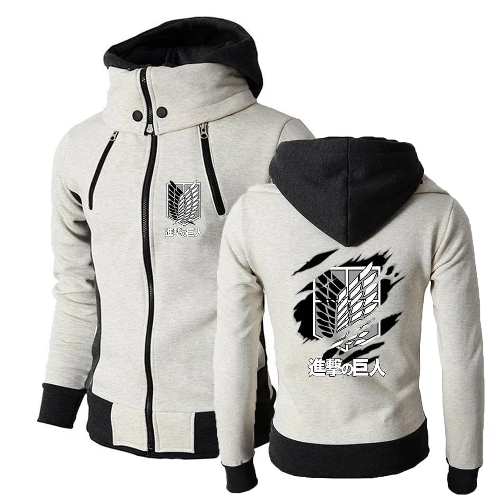 Veste à capuche à col montant pour homme, manteau confortable de sport avec Logo d'attaque des titans imprimé, printemps et automne, 2025
