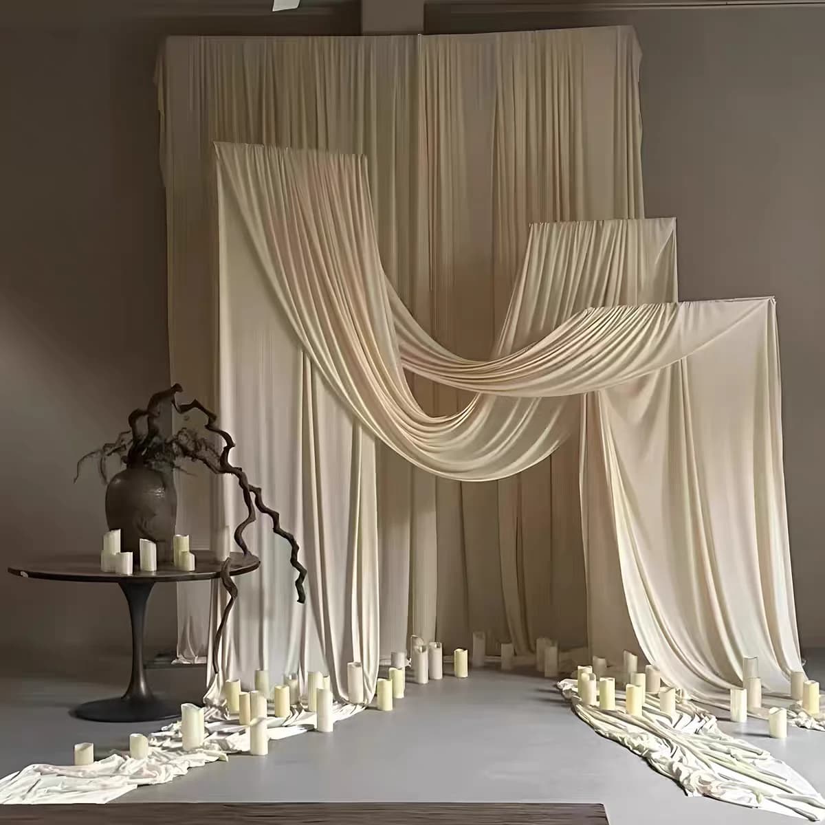 Tissu extensible en soie de lait pour décoration de mariage, drapé de fond, mur de fleurs, arche de mariage, tissus au mètre