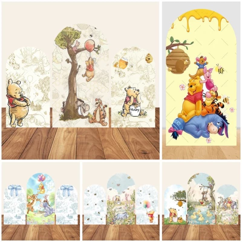 Oh Baby Winnie l'ourson – Housse de fond de scène en forme d'arche pour garçon et fille, nouveau-né, fête prénatale, 1er anniversaire,