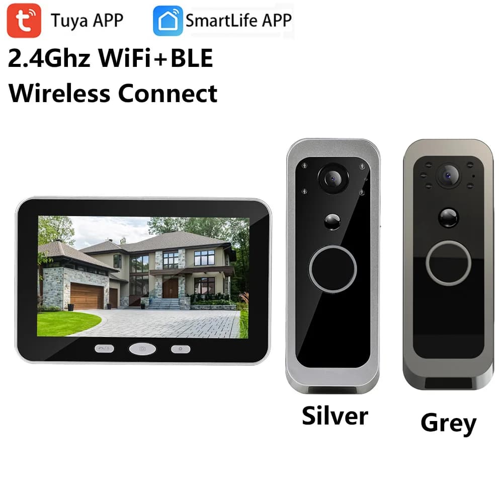 Système de vidéophone sans fil intelligent Tuya SmartLife 3MP avec caméra de porte, interphone, son et vidéo, caméra de sonnette avec écran