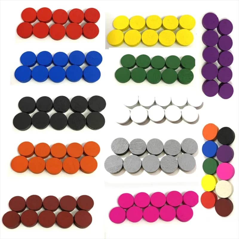 500 pièces diamètre 15*5MM 11 couleurs disque en bois pion pièces de jeu d'échecs pour jetons accessoires de jeux