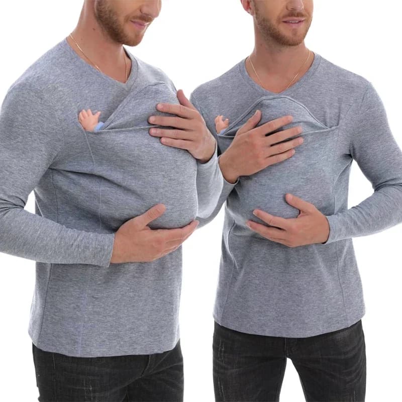 Chemise kangourou de sécurité à manches longues pour bébé, vêtements de grossesse Electrolux, haut pour mère et père, chemise grande