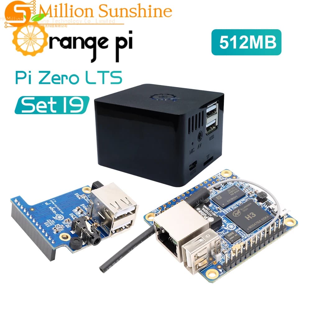 Orange Pi Zero LTS 512 Mo + Carte d'extension + Boîtier noir, Mini PC portable tablette open source Allwinner H3 SoC, exécute Android Linux OS